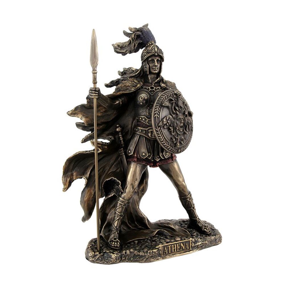 Bronzed Athena Goddess of Wisdom and War Statue